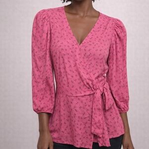 GAP | Wrap Around Blouse | 3/4 Sleeve | Pink | Size XS | NWT